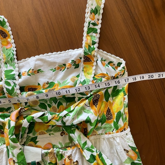 Farm Rio Papaya Salad Scarf Tie Back Midi Dress NWT - Picture 12 of 16